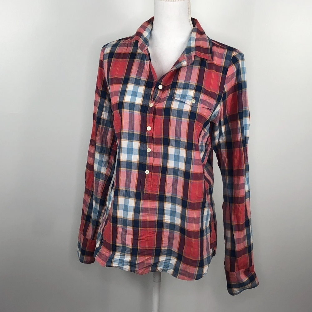 J. Crew Factory Plaid Popover Shirt S